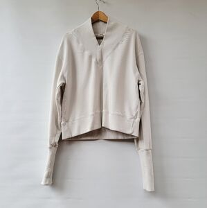 Agolde Klara V Neck Off White Ribbed Sweatshirt Size Large Modern Minimalist